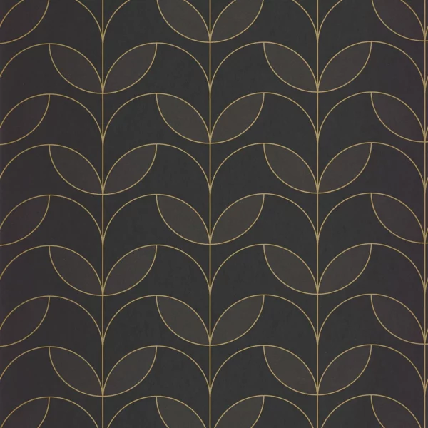 Mistinguett Wallpaper - Noir Fusain by brown botanical wallpaper from casadeco