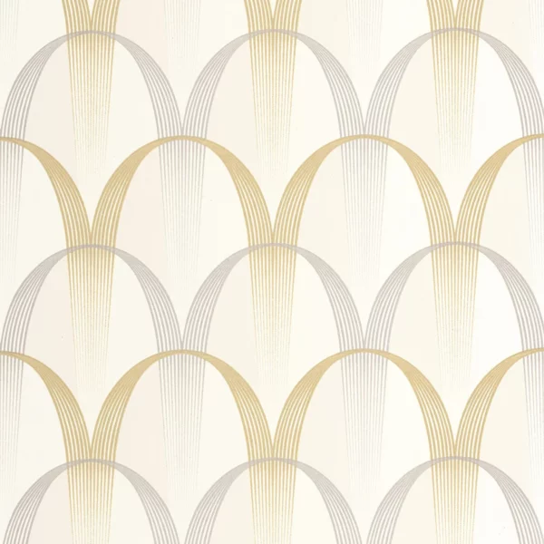 Entree Des Artistes Wallpaper - Blanc Calcaire / Gris by yellow geometric wallpaper from casadeco