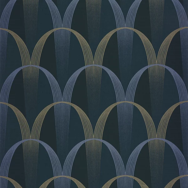 Entree Des Artistes Wallpaper - Bleu Outremer / Mordore by blue geometric wallpaper from casadeco