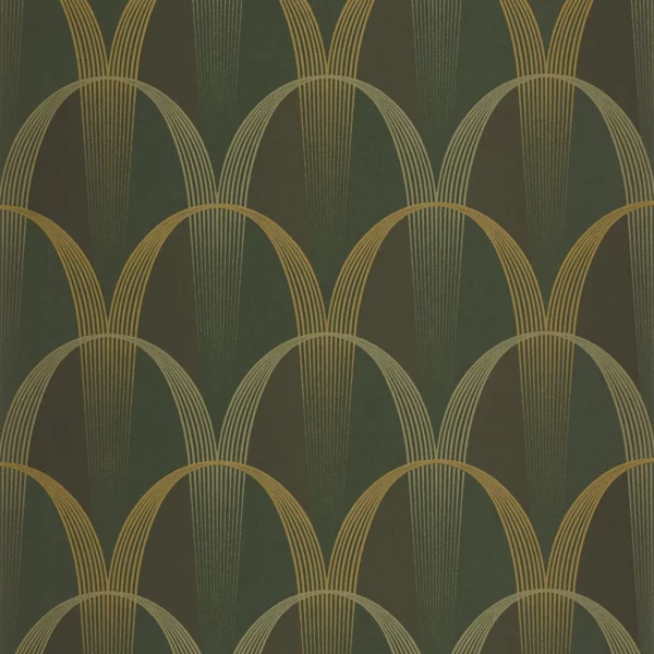 Entree Des Artistes Wallpaper - Kaki / Or by green geometric wallpaper from casadeco