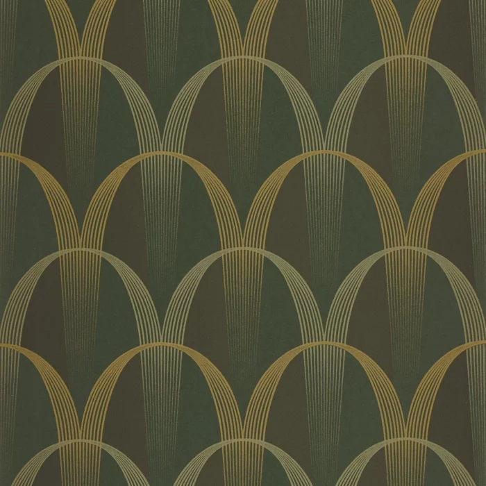 Entree Des Artistes Wallpaper - Kaki / Or swatch