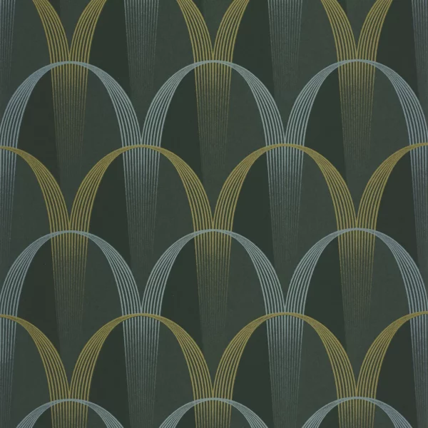 Entree Des Artistes Wallpaper - Vert Taiga by green geometric wallpaper from casadeco