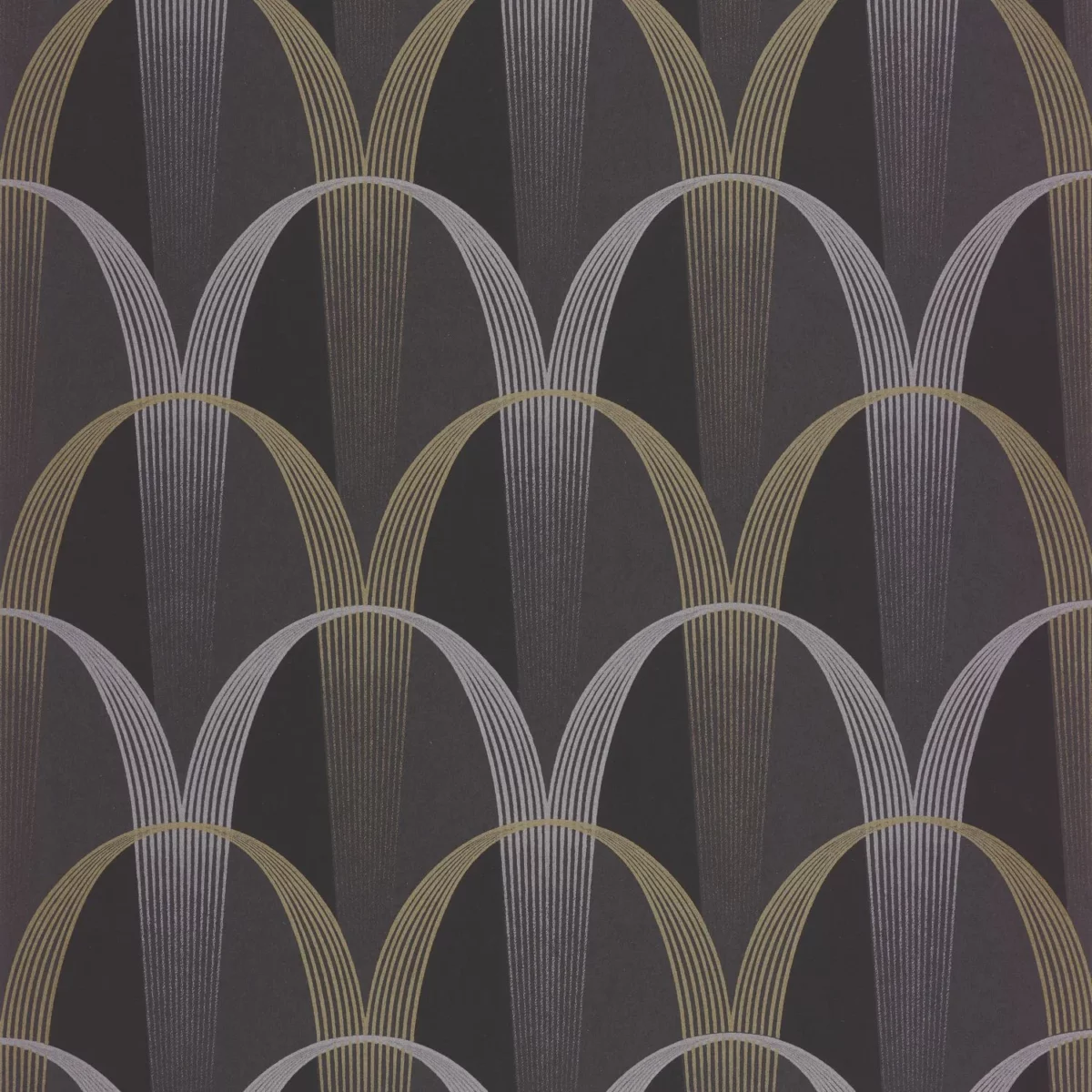 Entree Des Artistes Wallpaper - Noir Fusain / Or by brown geometric wallpaper from casadeco