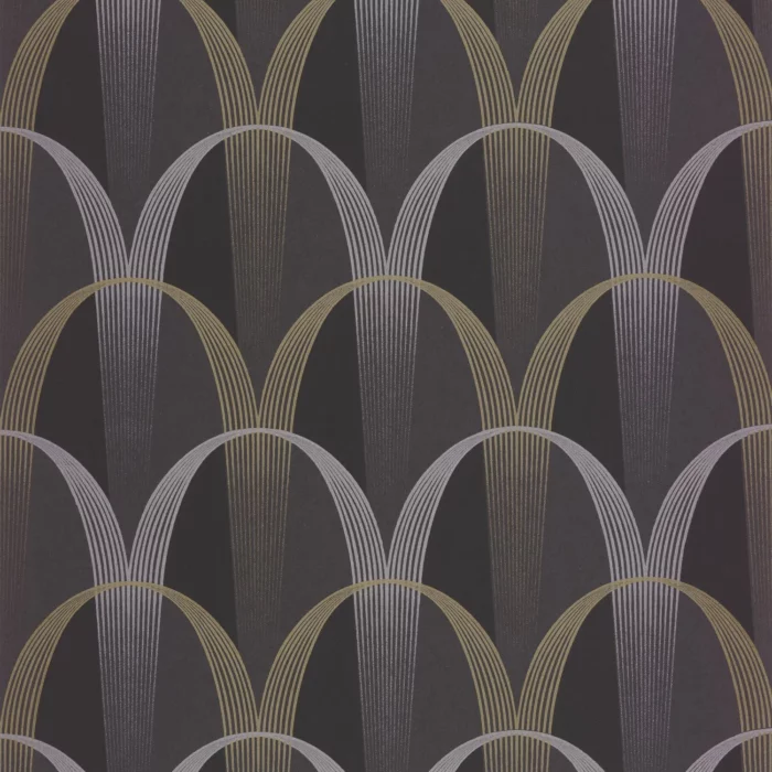 Entree Des Artistes Wallpaper - Noir Fusain / Or swatch