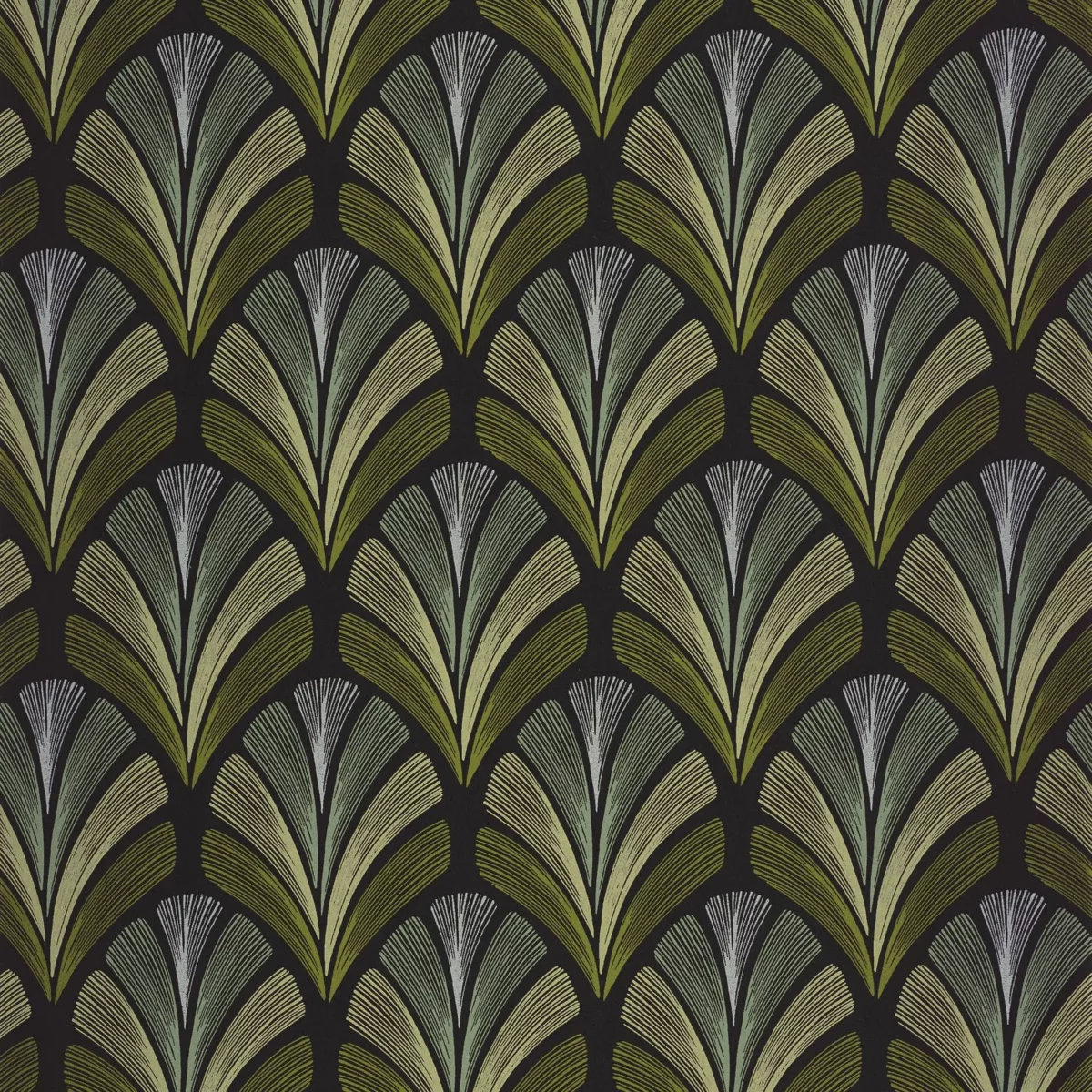 Folies St James Wallpaper - Vert Olive by green misc wallpaper from casadeco
