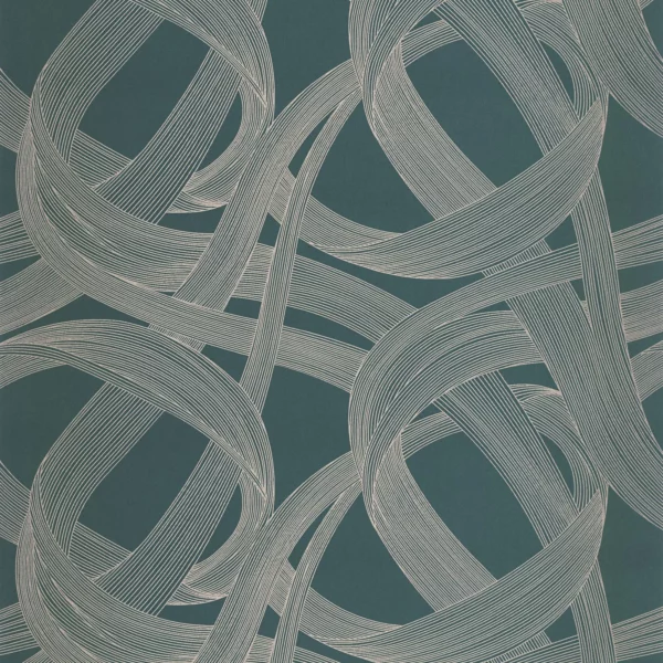 Shimmy Wallpaper - Bleu Petrole / Gris by blue contemporary wallpaper from casadeco