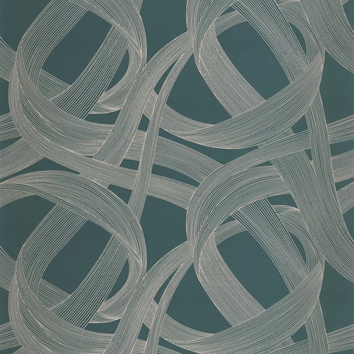 Shimmy Wallpaper - Bleu Petrole / Gris swatch