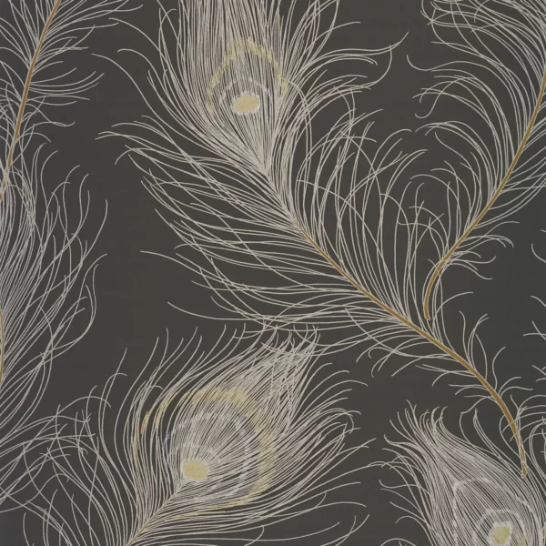 Revue Wallpaper - Noir Fusain / Or by brown misc wallpaper from casadeco