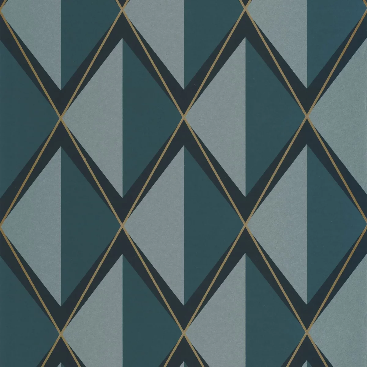 Chaplin Wallpaper - Bleu Petrole by blue geometric wallpaper from casadeco