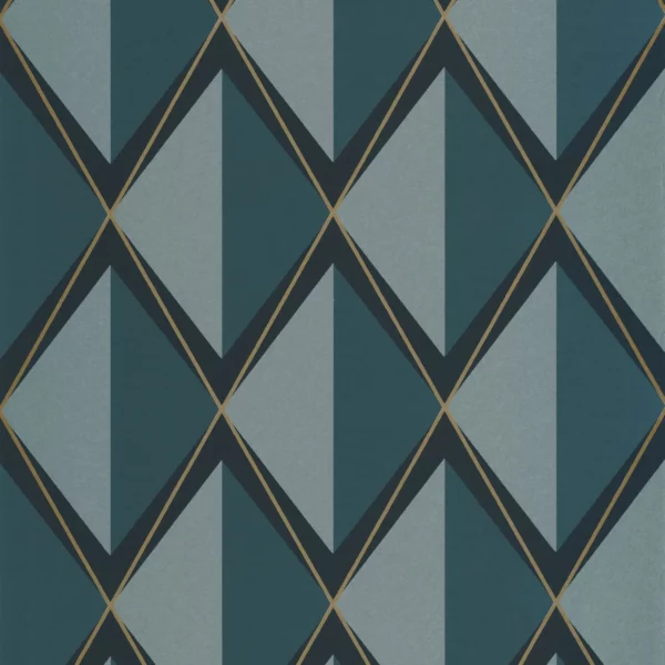 Chaplin Wallpaper - Bleu Petrole by blue geometric wallpaper from casadeco