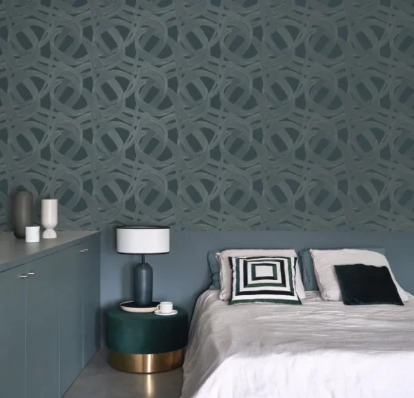Shimmy Wallpaper - Bleu Petrole / Gris by Shimmy Wallpaper - Bleu Petrole / Gris from