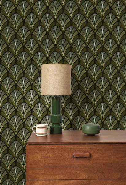 Folies St James Wallpaper - Vert Olive by Folies St James Wallpaper - Vert Olive from