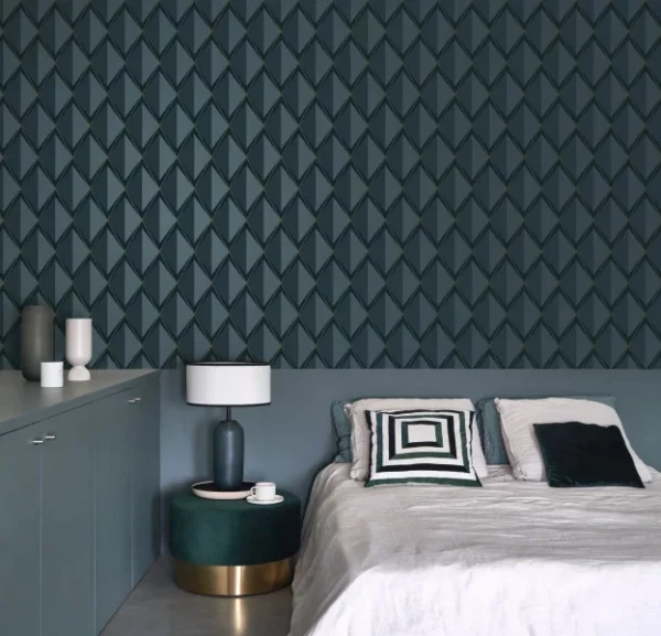 Chaplin Wallpaper - Bleu Petrole by Chaplin Wallpaper - Bleu Petrole from