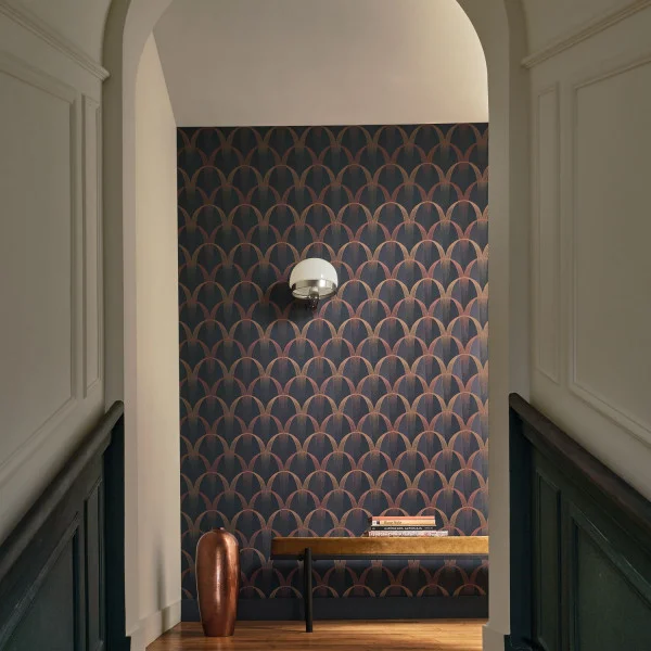 Entree Des Artistes Wallpaper - Bleu Encre / Terracotta by Entree Des Artistes Wallpaper - Bleu Encre / Terracotta from