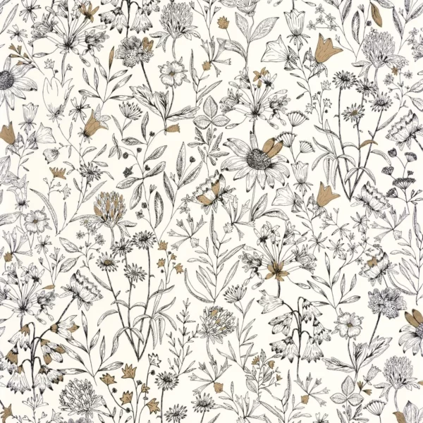 Jardin De Giverny Wallpaper - Blanc Noir by brown botanical wallpaper from caselio