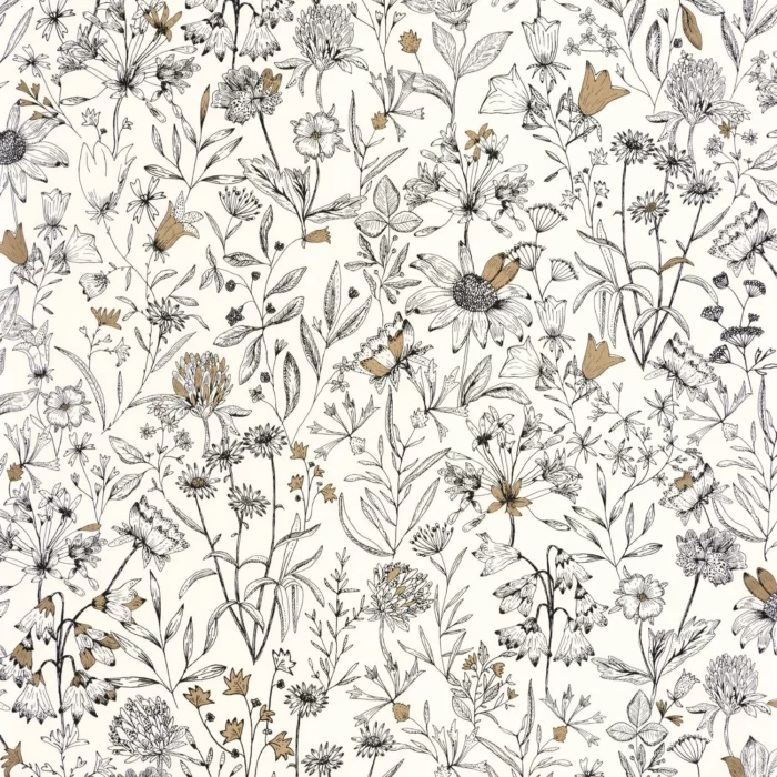 Jardin De Giverny Wallpaper - Blanc Noir – Blanc / Noir swatch
