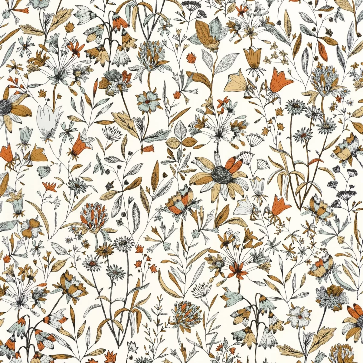 orange botanical wallpaper from caselio