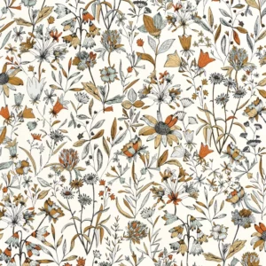 orange botanical wallpaper from caselio