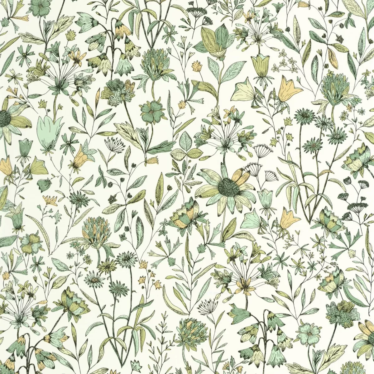 green botanical wallpaper from caselio