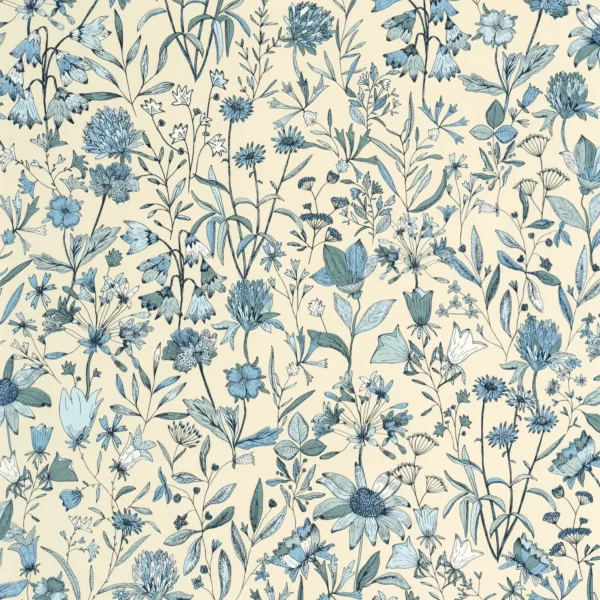 Jardin De Giverny Wallpaper - Bleu Porcelaine by blue botanical wallpaper from caselio
