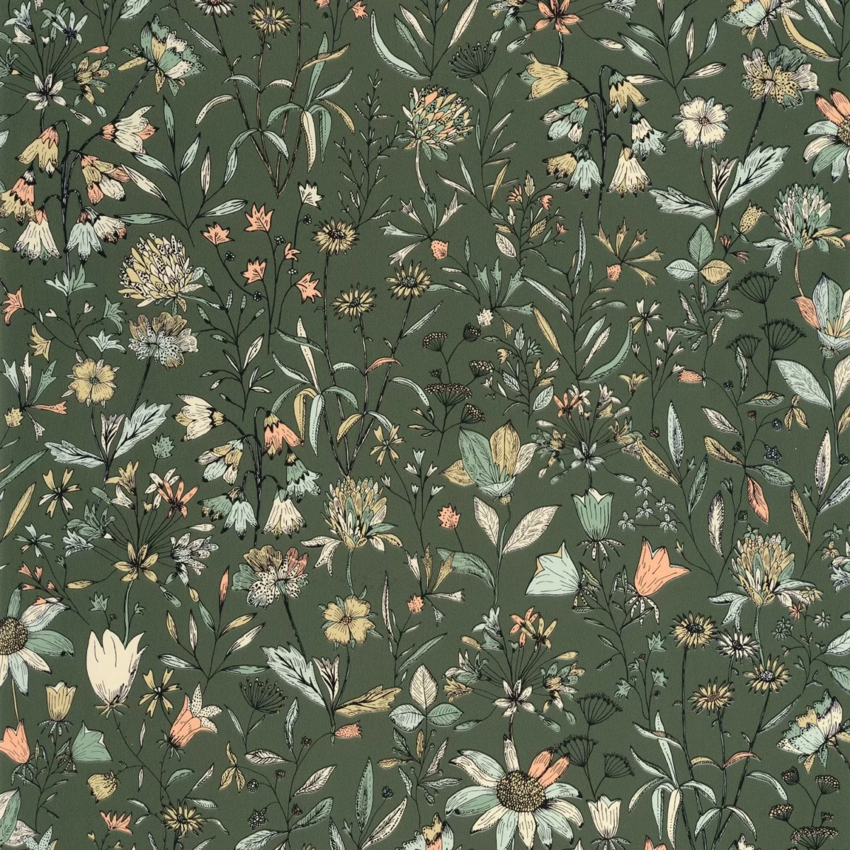 green botanical wallpaper from caselio