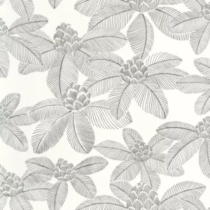black-grey botanical wallpaper from caselio