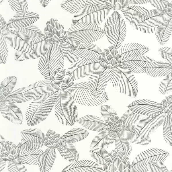 Lotus Wallpaper - Noir Blanc by black-grey botanical wallpaper from caselio