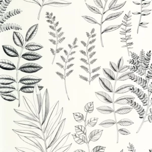black-grey botanical wallpaper from caselio