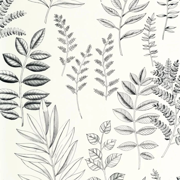 Florium Wallpaper - Noir Blanc – Noir / Blanc swatch