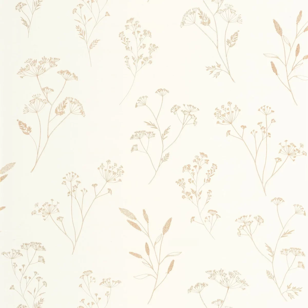 Little Graminea Wallpaper - Or Blanc by neutral botanical wallpaper from caselio