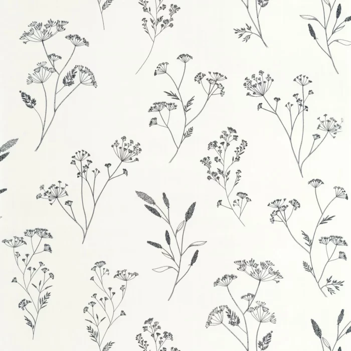 Little Graminea Wallpaper - Noir Blanc – Noir / Blanc swatch