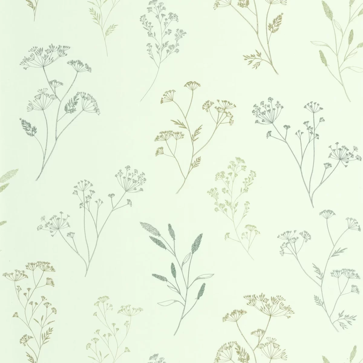 Little Graminea Wallpaper - Vert D'Eau by green botanical wallpaper from caselio