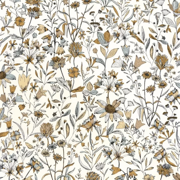 Jardin De Giverny Wallpaper - Blanc Vert D'Eau by brown botanical wallpaper from caselio