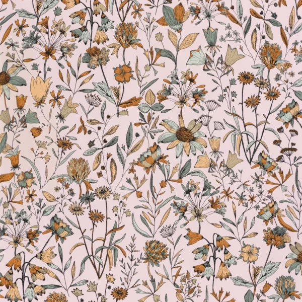 Jardin De Giverny Wallpaper - Rose Orange by pink botanical wallpaper from caselio