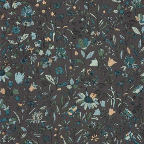 Jardin De Giverny Wallpaper - Carbone Vert by blue botanical wallpaper from caselio