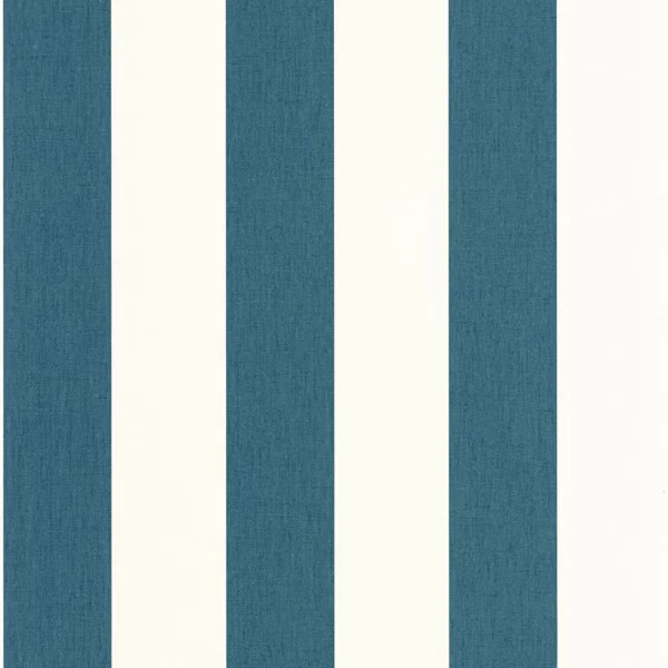 Linen Lines Wallpaper - Bleu Canard by blue striped wallpaper from caselio