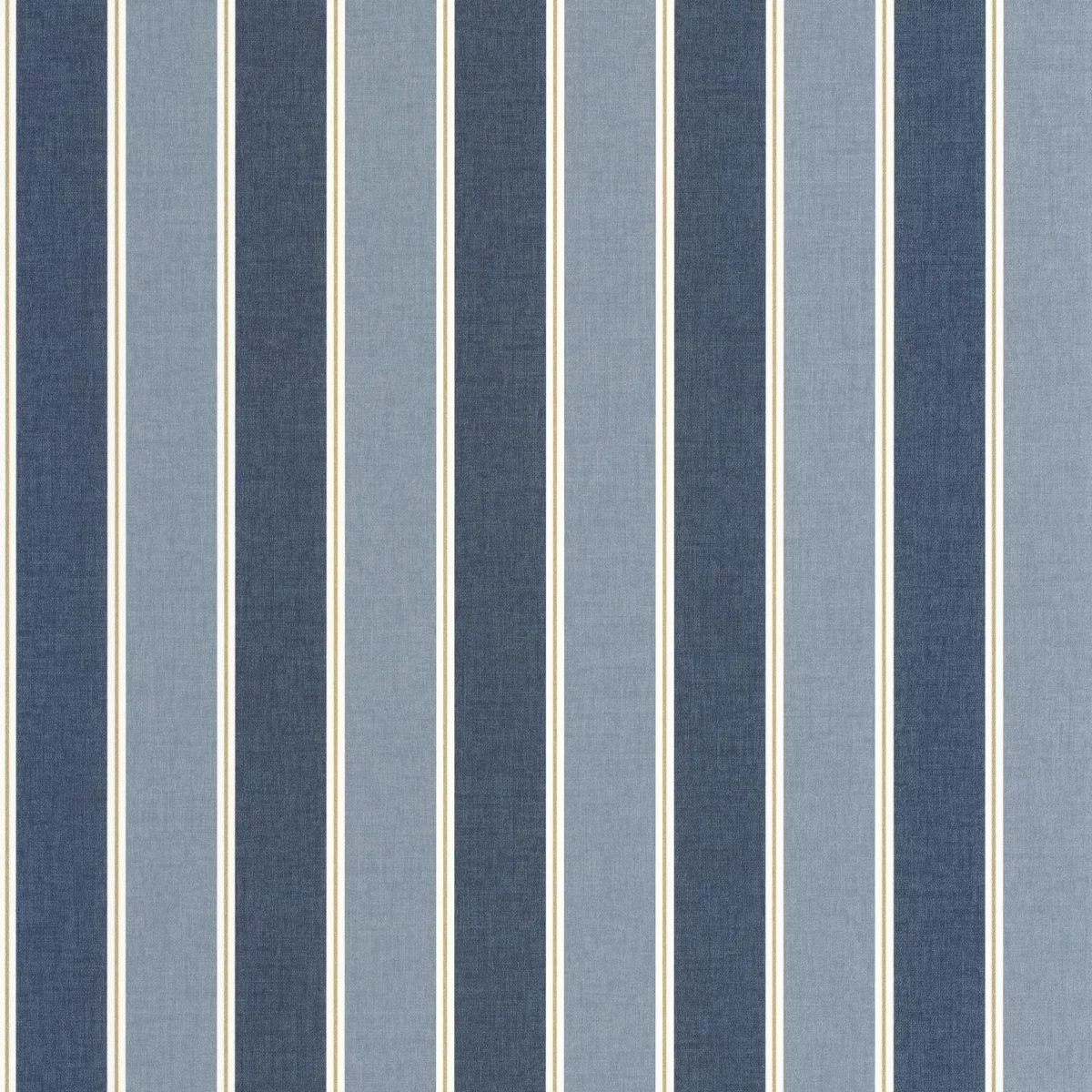 Classic Lines Wallpaper - Bleu Denim Or by blue striped wallpaper from caselio
