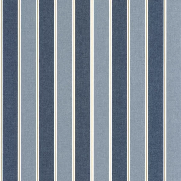 Classic Lines Wallpaper - Bleu Denim Or by blue striped wallpaper from caselio