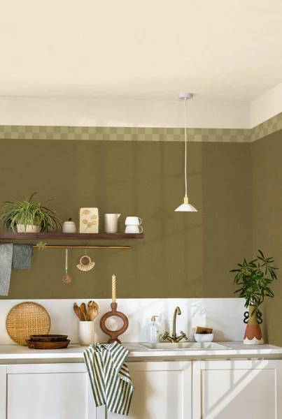 Checks Border - Vert Olive by Checks Border - Vert Olive from