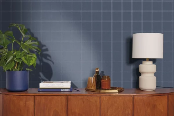 Fine Lines Wallpaper - Bleu Denim from