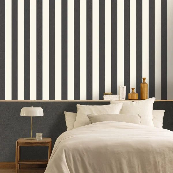 Linen Lines Wallpaper - Noir by Linen Lines Wallpaper - Noir from