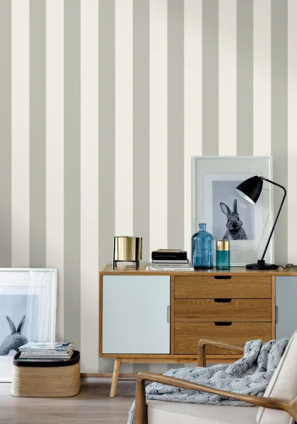 Linen Lines Wallpaper - Gris Tourterelle by Linen Lines Wallpaper - Gris Tourterelle from