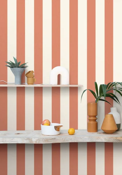 Linen Lines Wallpaper - Corail by Linen Lines Wallpaper - Corail from