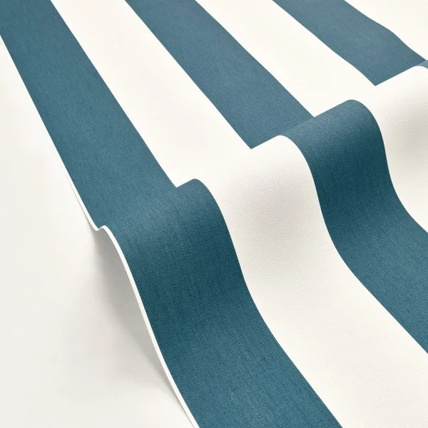 Linen Lines Wallpaper - Bleu Canard by Linen Lines Wallpaper - Bleu Canard from