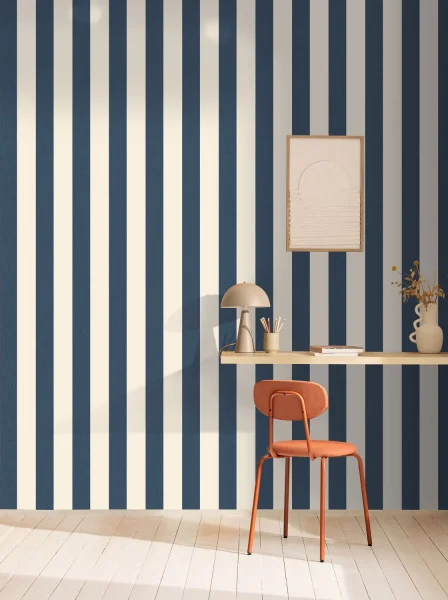 Linen Lines Wallpaper - Bleu Denim by Linen Lines Wallpaper - Bleu Denim from