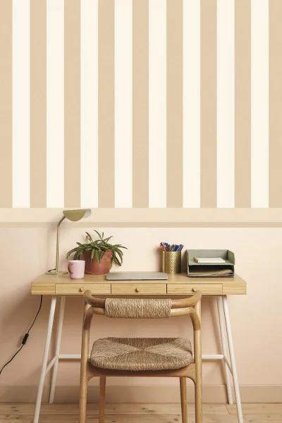 Linen Lines Wallpaper - Beige by Linen Lines Wallpaper - Beige from