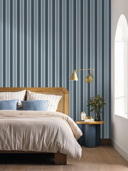 Classic Lines Wallpaper - Bleu Denim Or by Classic Lines Wallpaper - Bleu Denim Or from