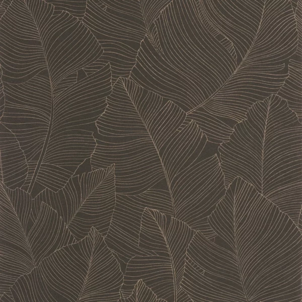 Vegetalia Wallpaper - Noir Sepia by brown botanical wallpaper from caselio