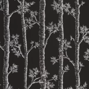black-grey botanical wallpaper from caselio