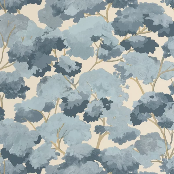 Ete Wallpaper - Bleu Beige by blue botanical wallpaper from caselio